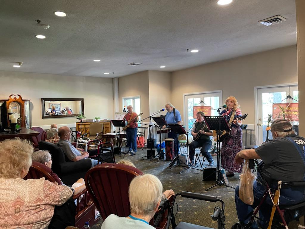 Local band performs at a senior living community in Greencastle, Indiana.