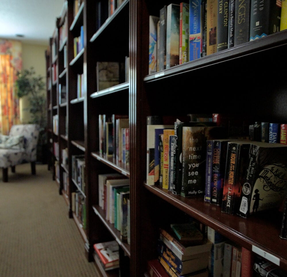 library bookshelves with lots of books