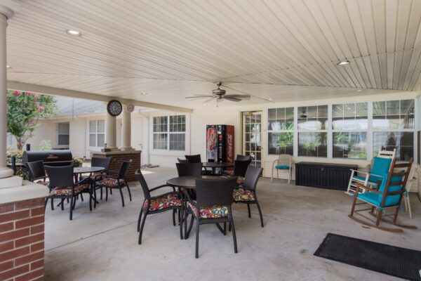 patio with seating near the outdoor courtyard