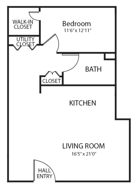 Two bedroom assisted living floorplan at Waterford at Woodbridge