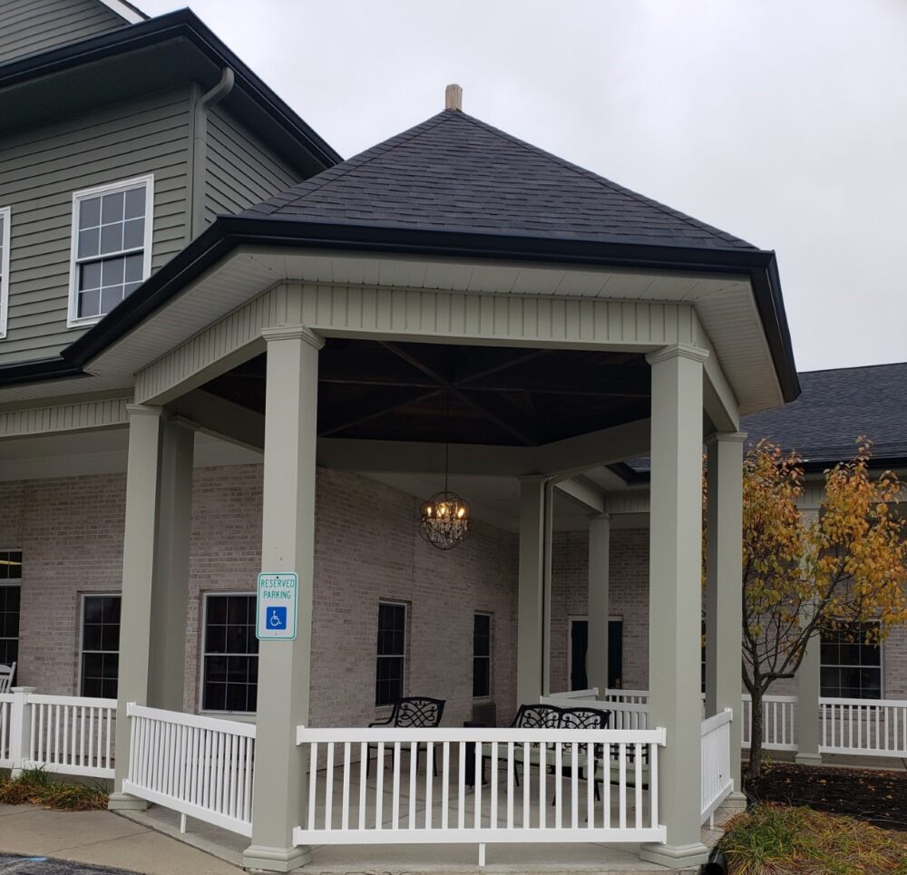 gazebo near the front entrance of the oaks at plainfield
