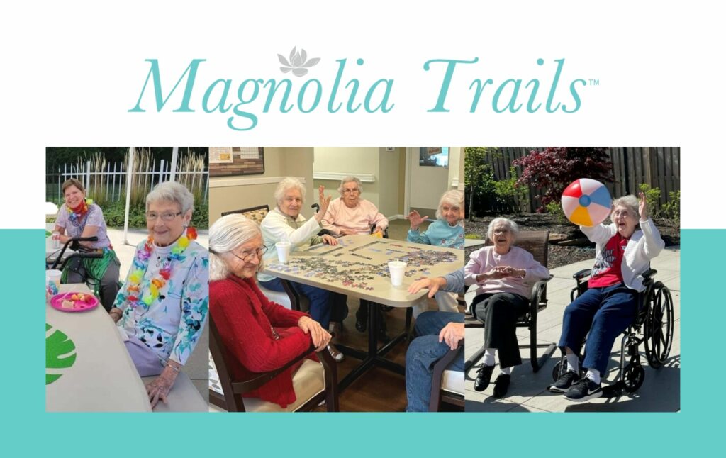 collage with three images of seniors having fun together