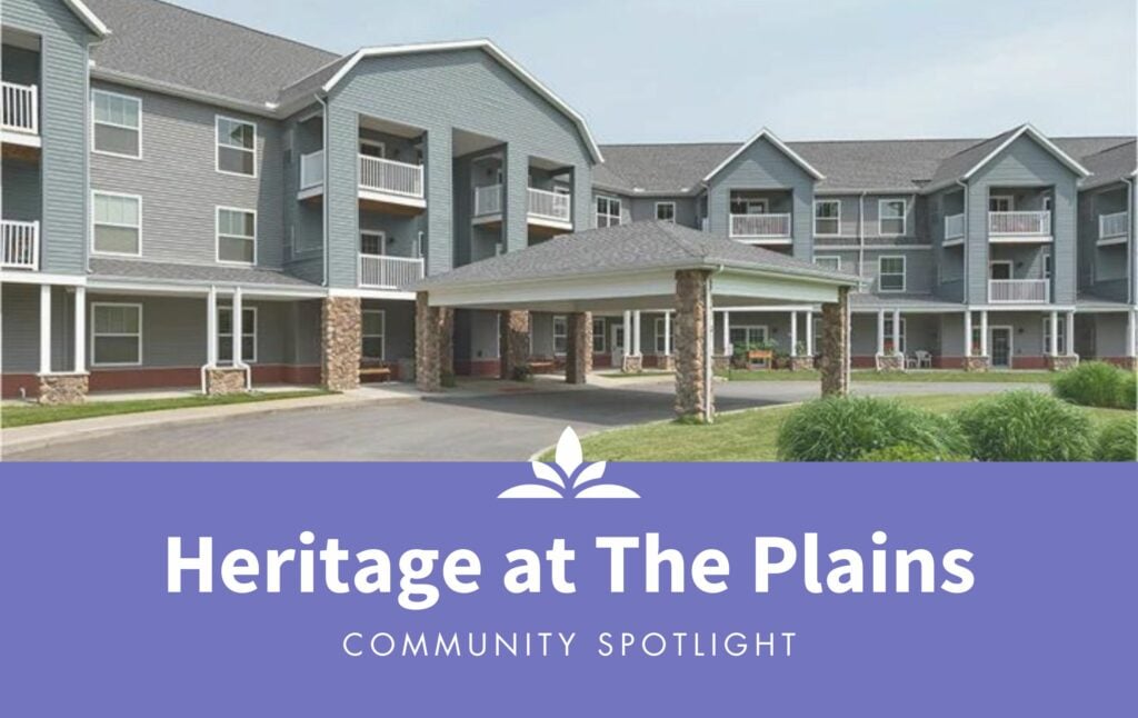 Image that says, "Heritage at The Plains Community Spotlight"