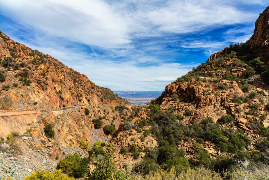 Scenic view of the mountain pass along Highway 89A near the city of Cottonwood in Arizona