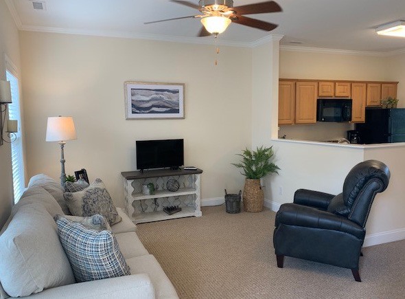 Independent living cottage living room and kitchen