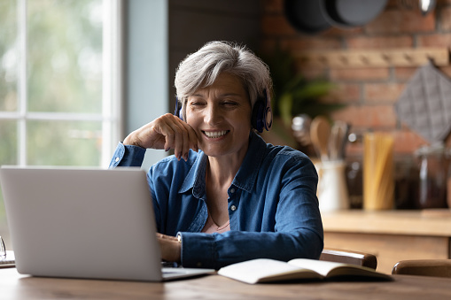 Senior woman researching a senior living care facility