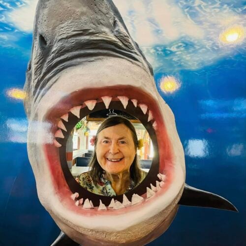 a woman smiling at the camera