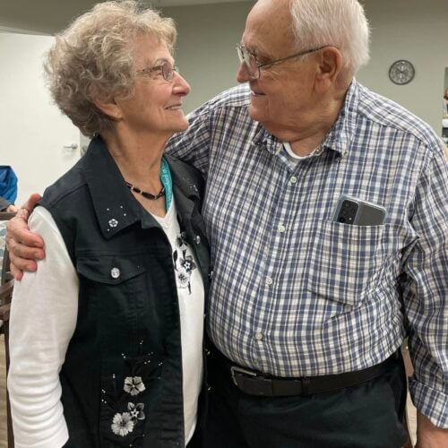 Senior couple embracing each other