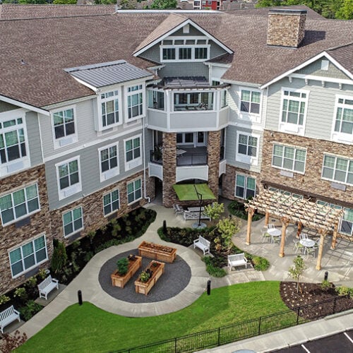 The Ashton on the Dorsey front aerial shot
