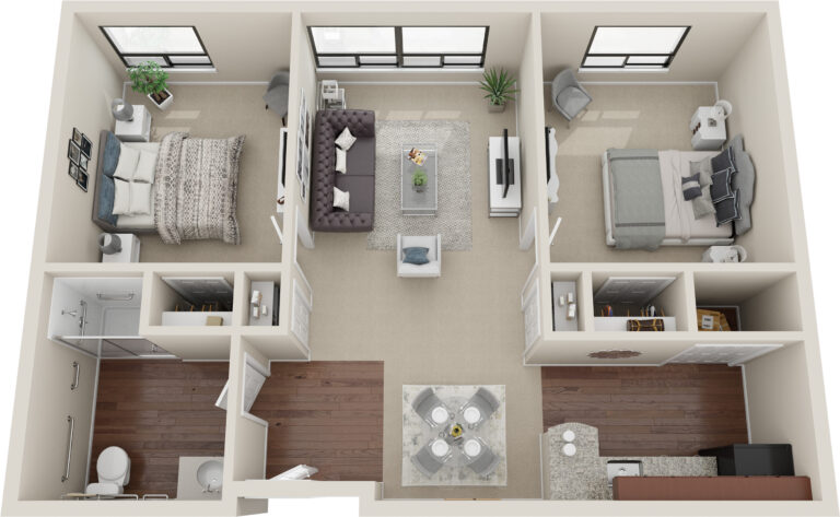 A 2-bedroom floor plan for Assisted Living at Summit Corners independent and assisted living senior community.