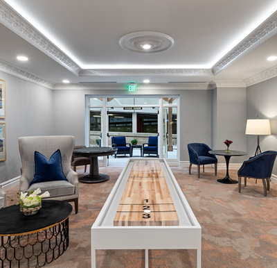 The Ashton on the Plaza game room