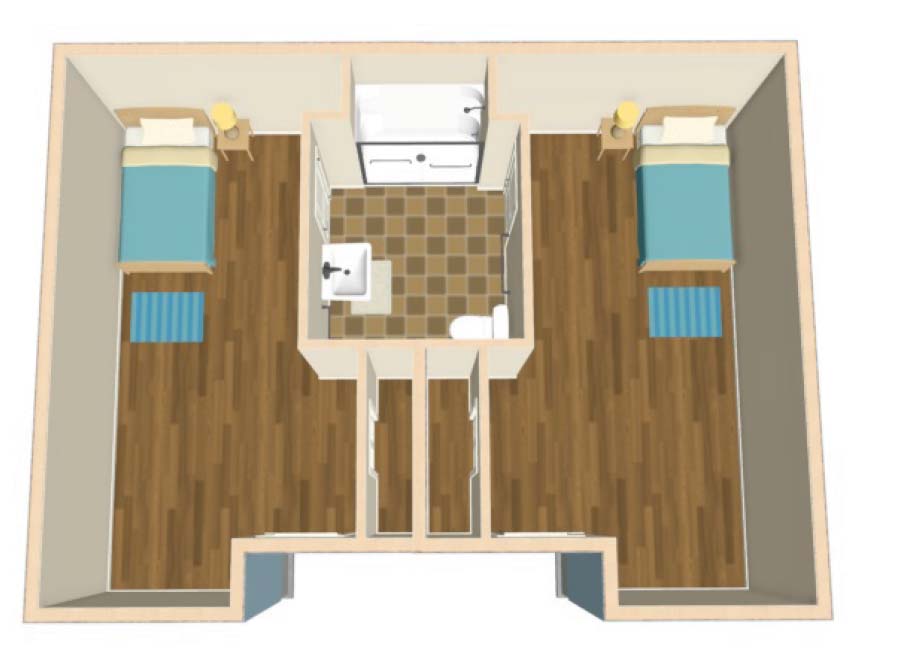 The Waterford at Westover shared deluxe studio floor plan