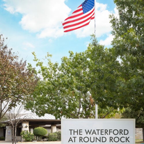 The Waterford at Round Rock front entrance sign