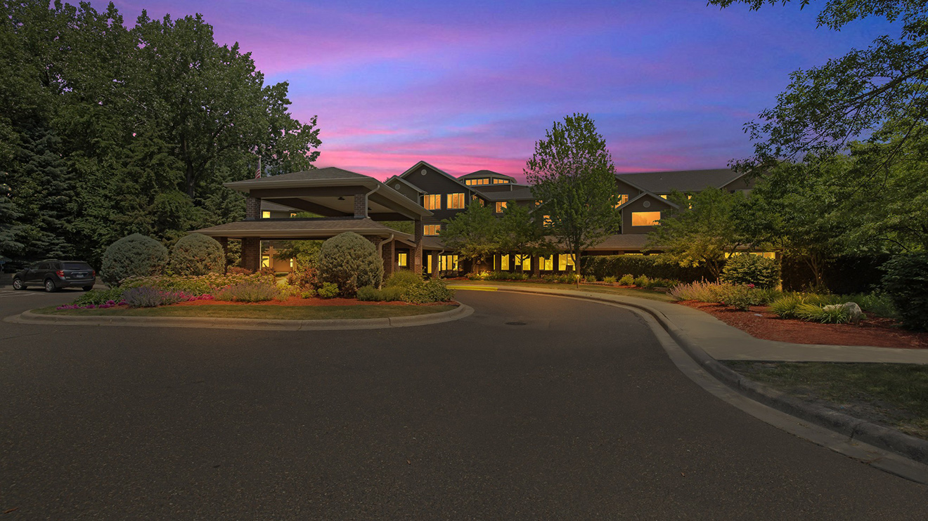 The Lodge at White Bear exterior view at night