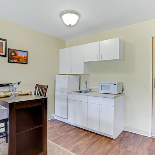 White bear kitchenette area