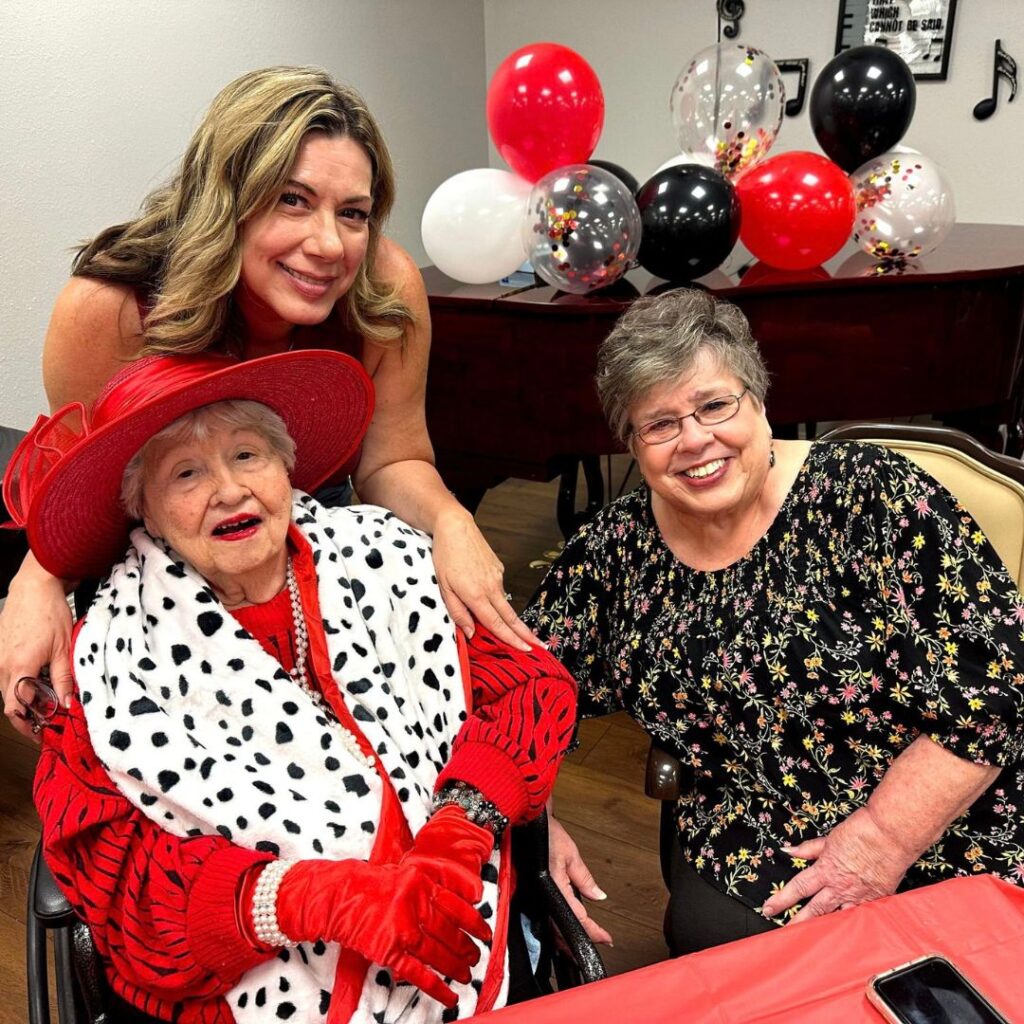 Resident celebrates birthday at her party with friends and family