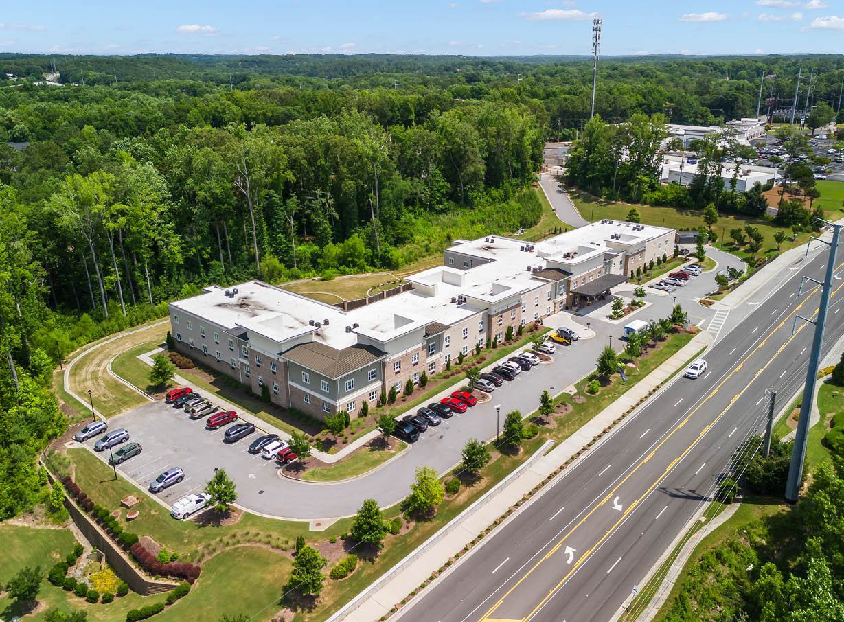 Aerial view of The Addison of Sandy Springs exterior