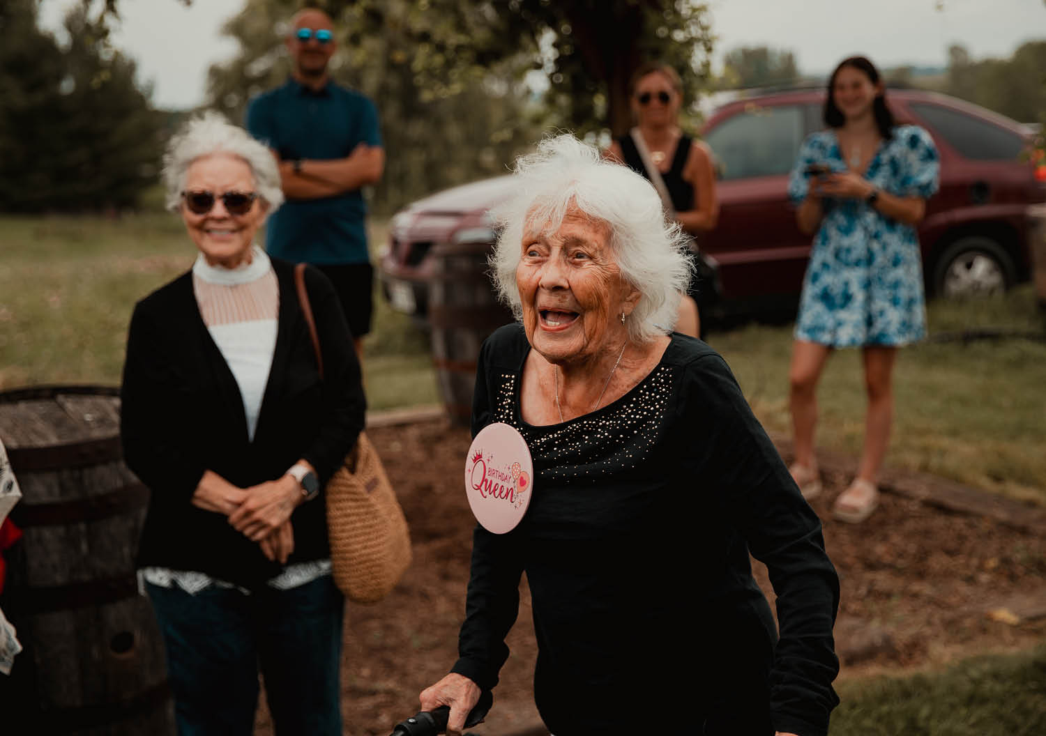 Tree of Dreams fulfilled as Peggy celebrates her 98th birthday posing with her family at a vineyard