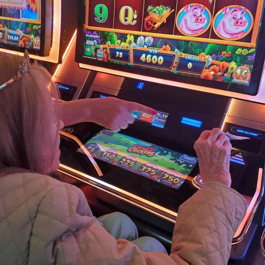 Resident plays at the casino