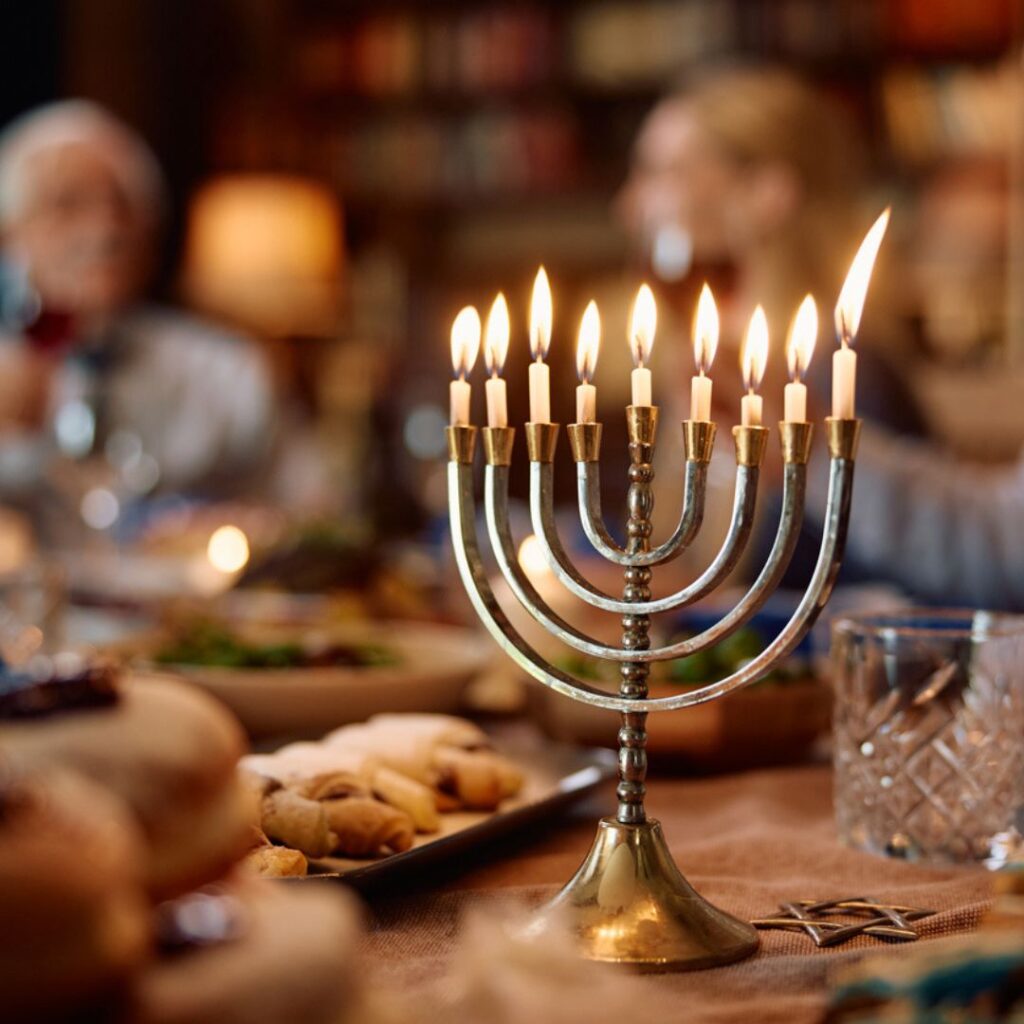 Menorah on family's holiday table