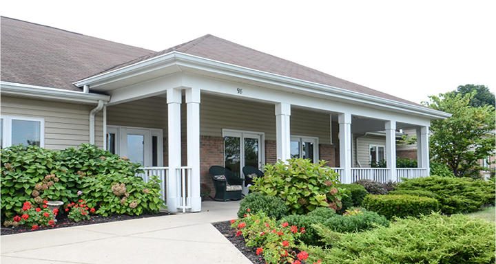 Front entrance of a senior living facility in Green Castle, Indiana.