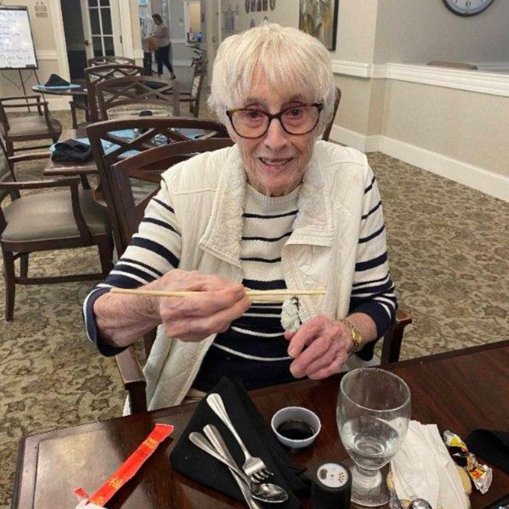 Resident practices chopsticks