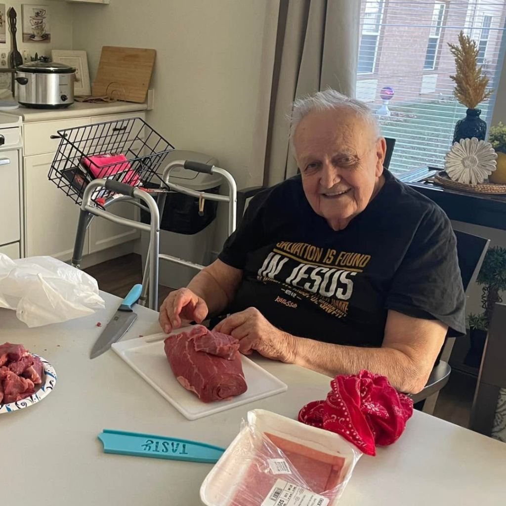Wilbur prepping his dish