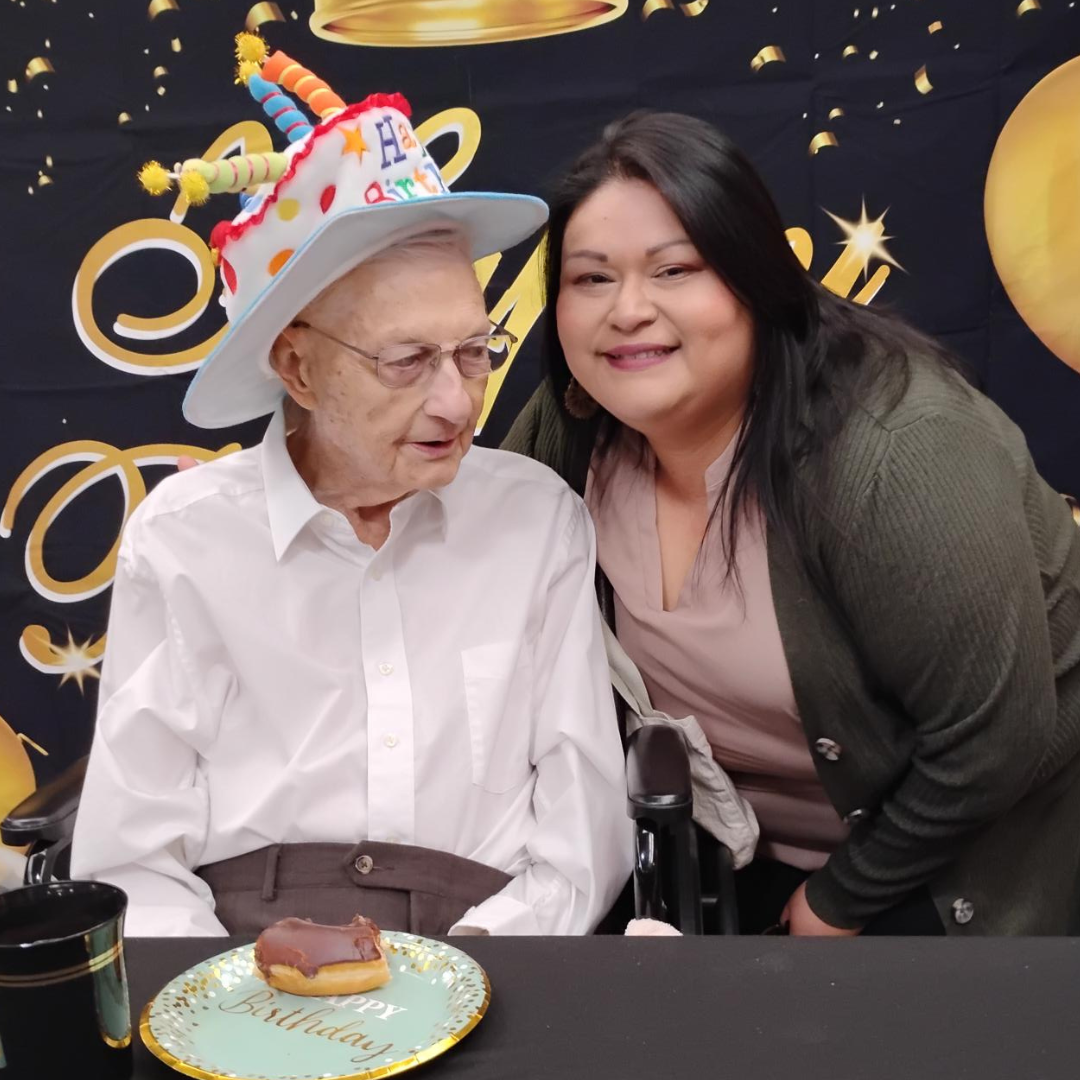 Resident Hal celebrates 103rd birthday with team member