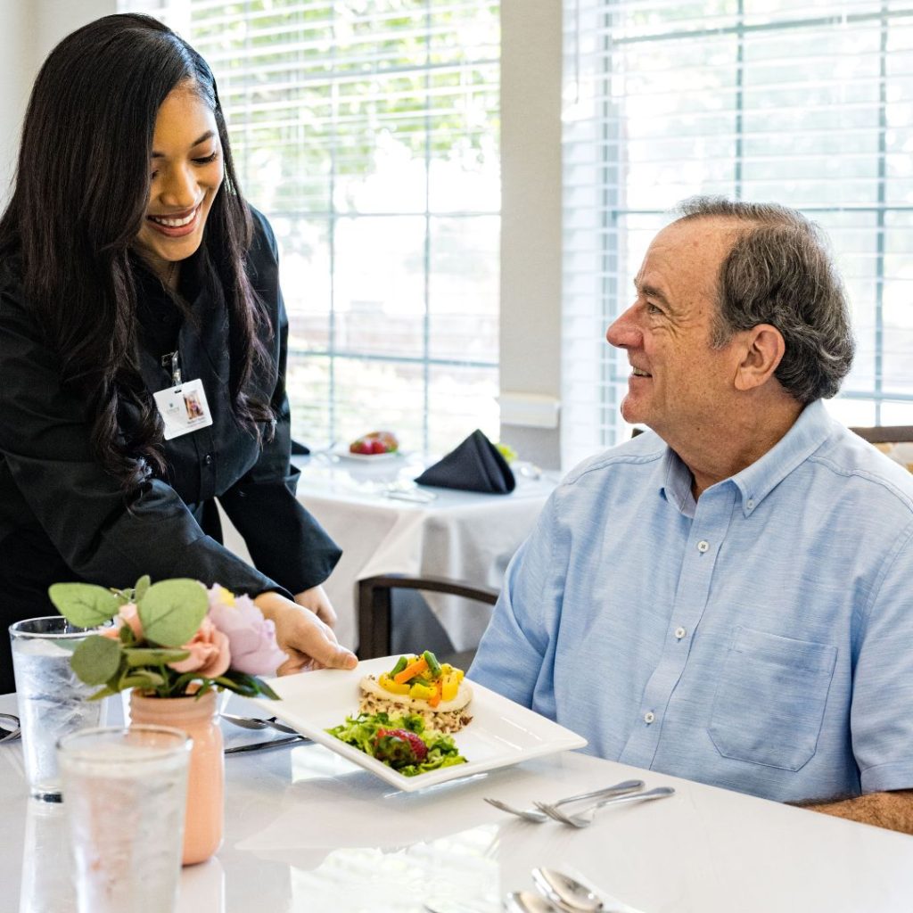 Resident enjoys healthy meal at community