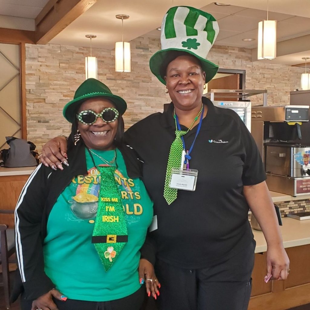 Team members celebrate St. Patrick's day