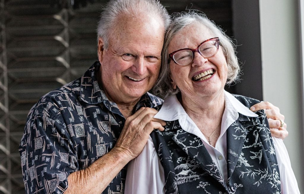 Two residents laughing