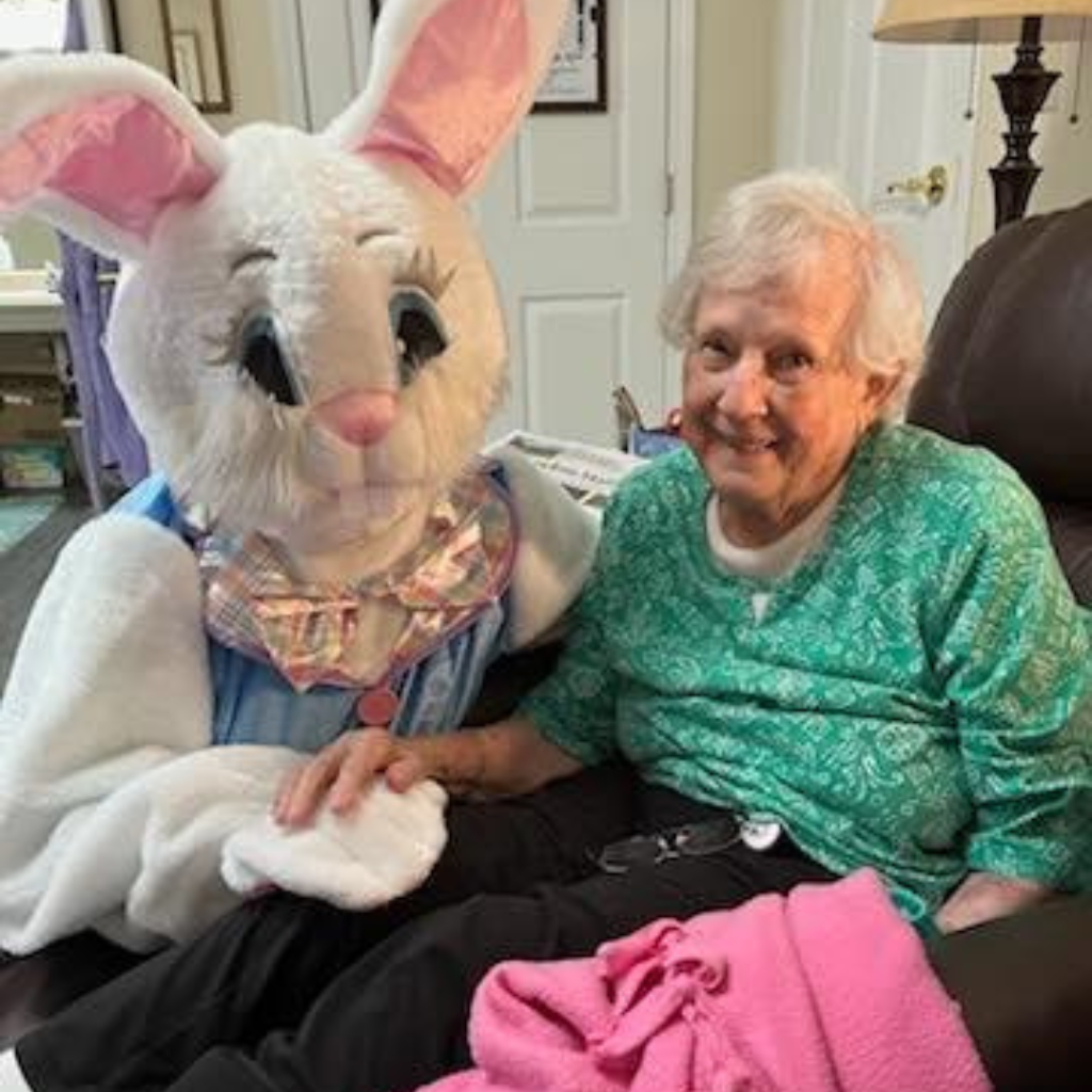 Easter bunny visits community