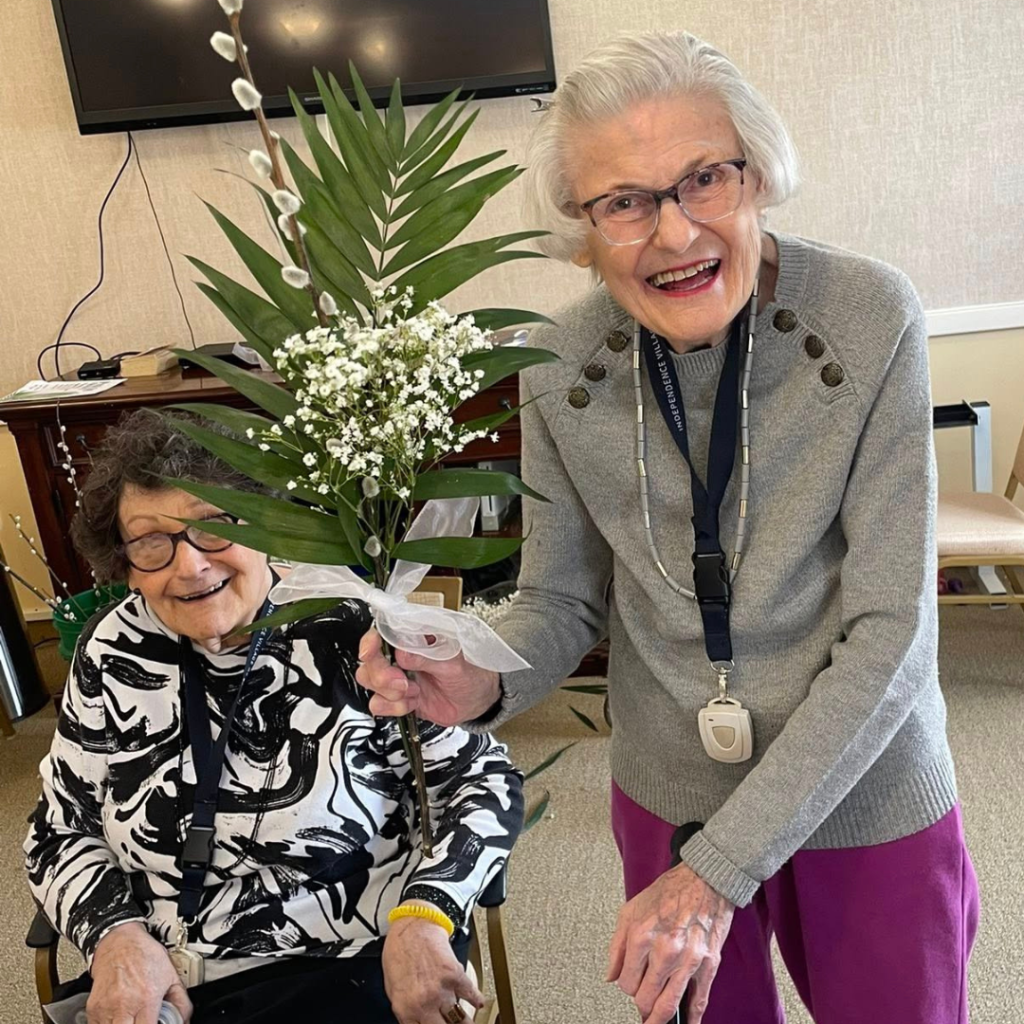 Residents showing their flowers