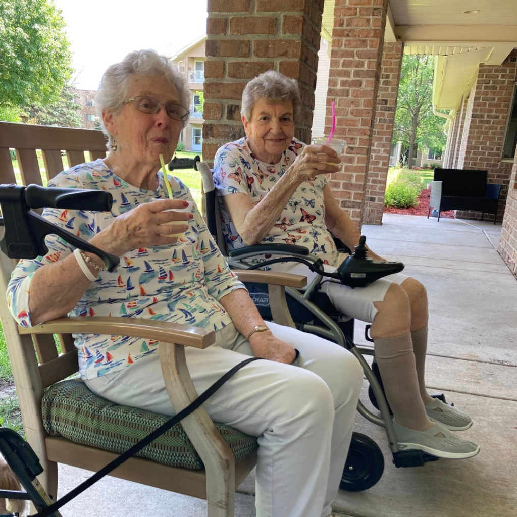 Residents enjoy lemonade in the shade