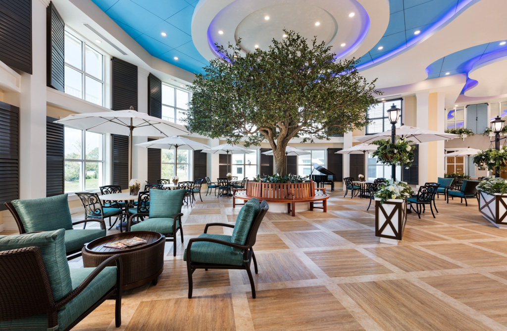 Welcoming shared lounge at Magnolia Trails at East Lake memory care community.