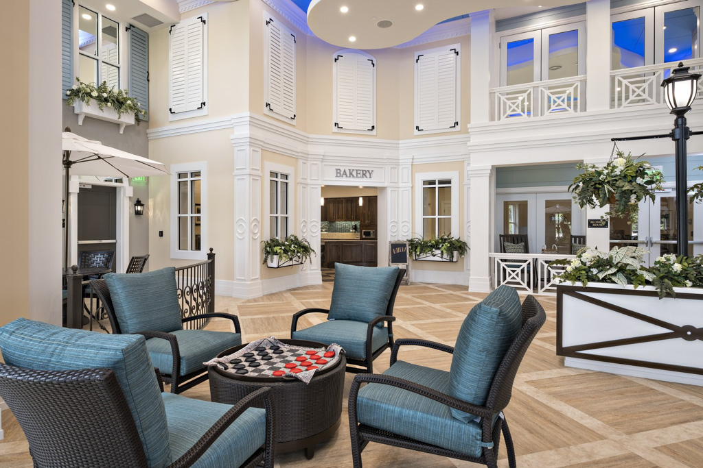 Spacious common area for residents at Magnolia Trails at East Lake memory care.