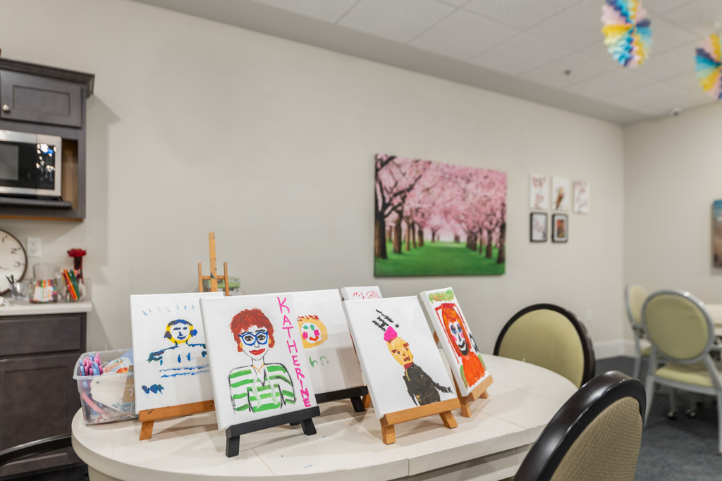Spacious activities space for seniors at The Addison of Alpharetta community.