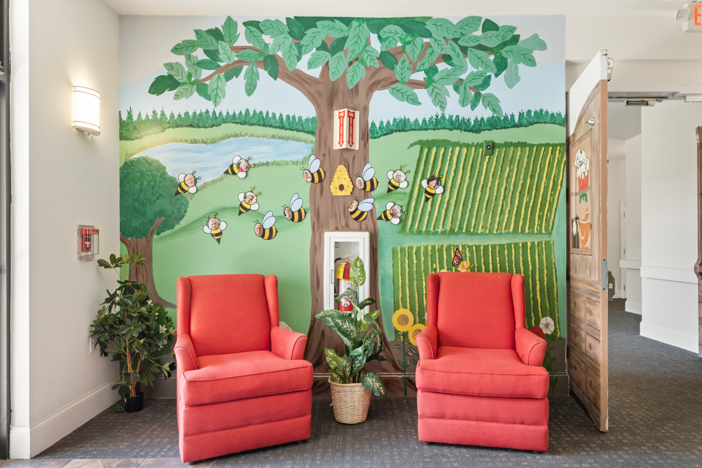 Memory Care entrance with mural art at The Addison of Alpharetta senior living community.