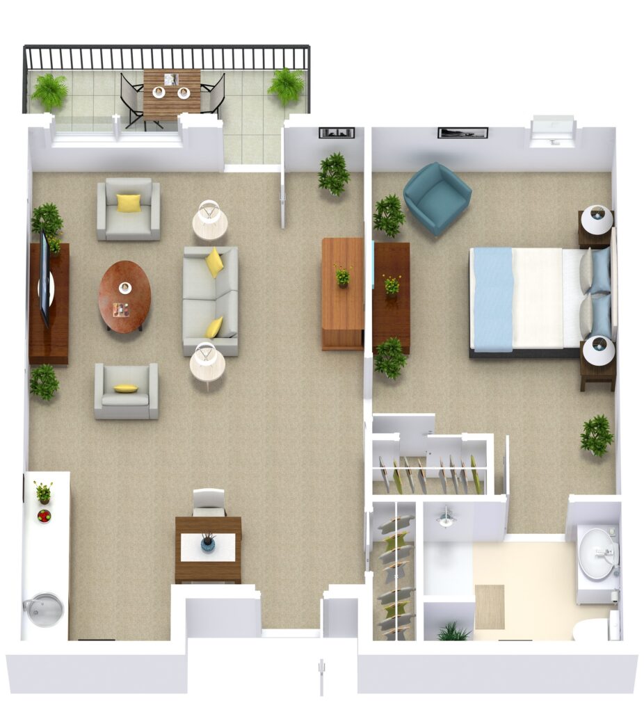 Curry House One Bedroom AL Patio Deluxe 580sqft