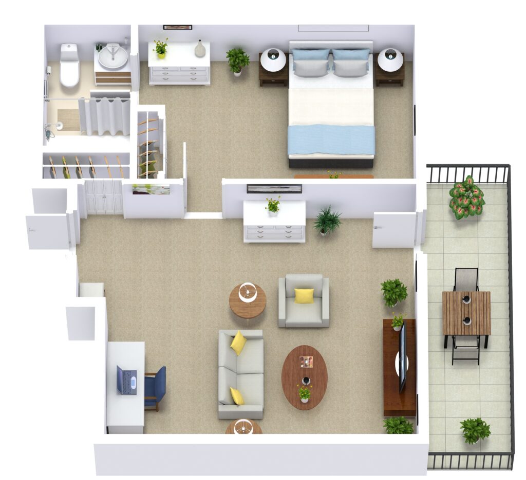 Curry House One Bedroom AL Patio 440sqft