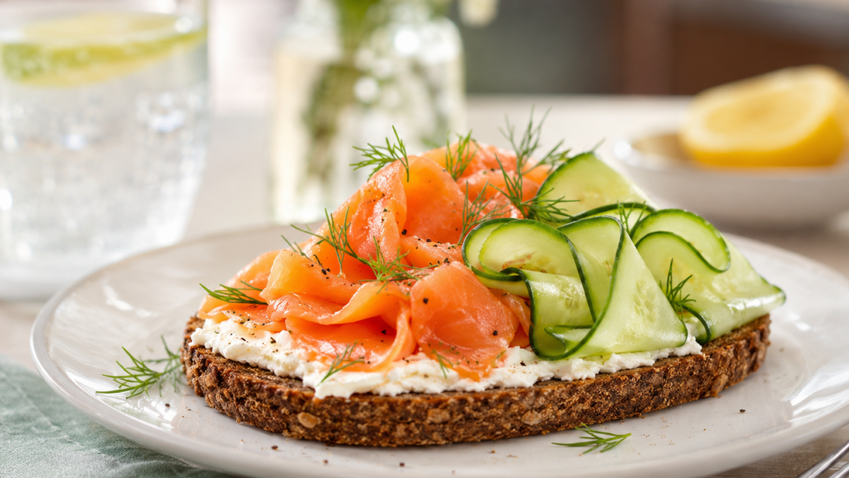 stock breakfast salmon toast created