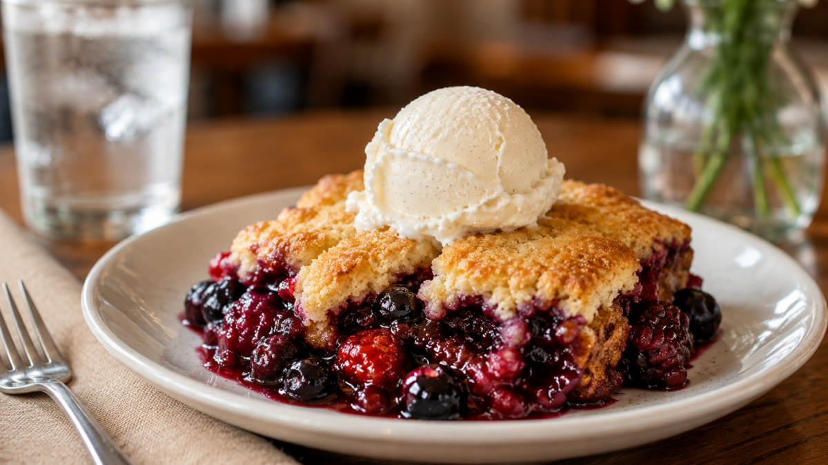 stock dessert berry cobbler slice created