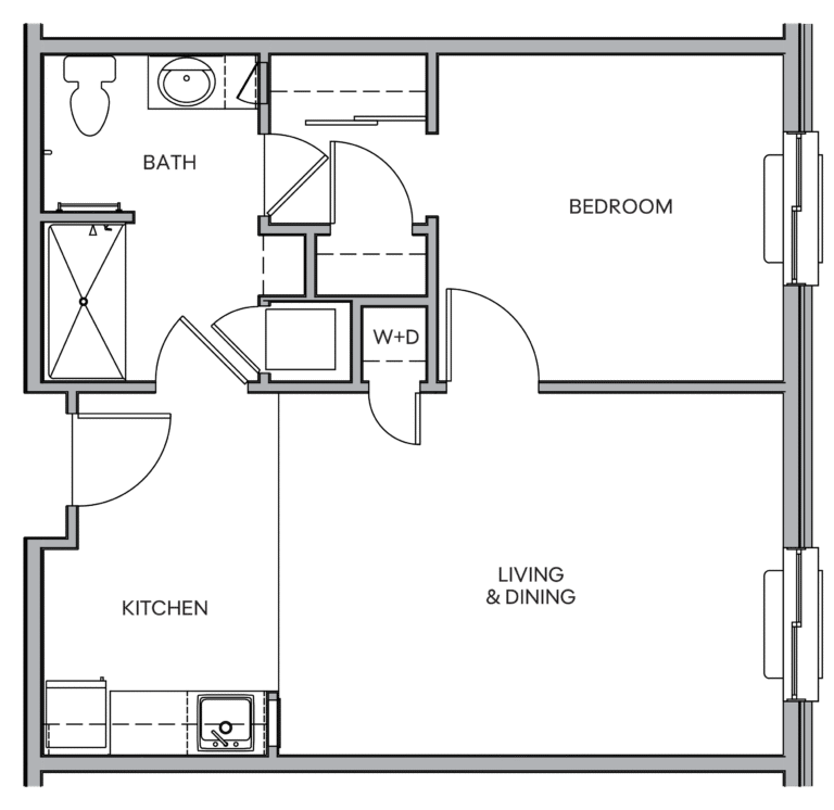 Cedar Lake Floorplan 1Bed AL 570sqft
