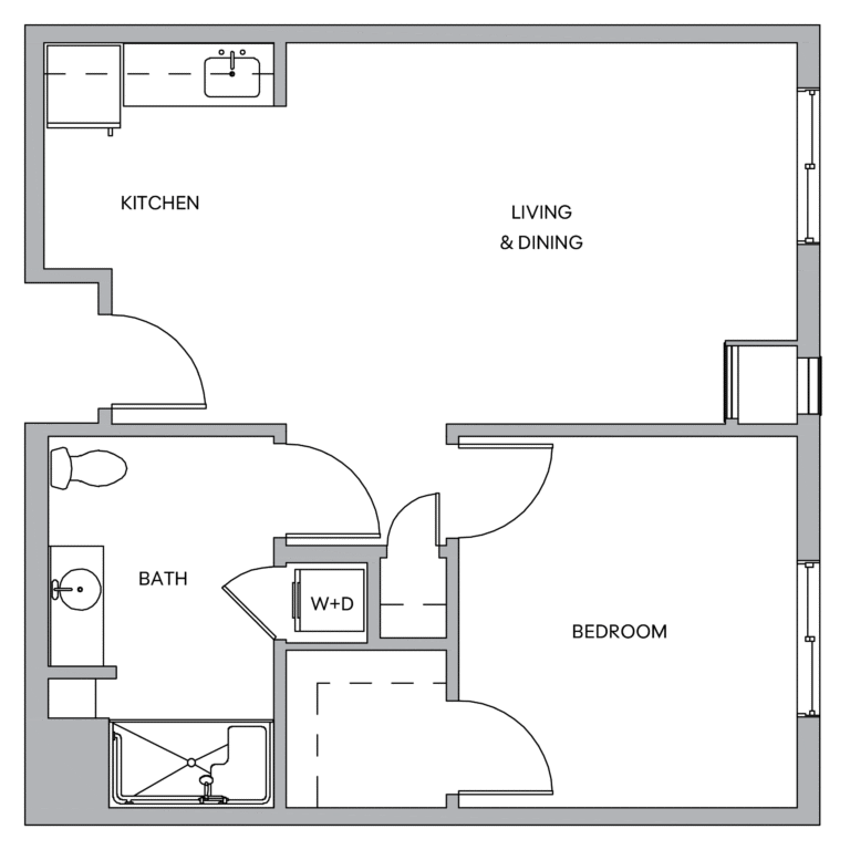 Cedar Lake Floorplan 1Bed AL 600sqft