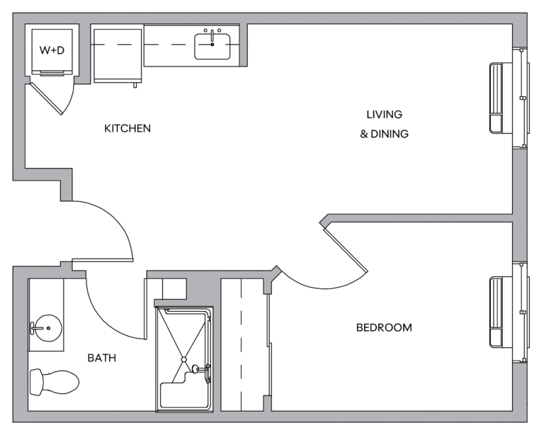 Cedar Lake Floorplan 1bed AL 480sqft