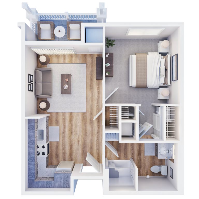 Palmilla Floorplan IL One Bedroom Balcony C
