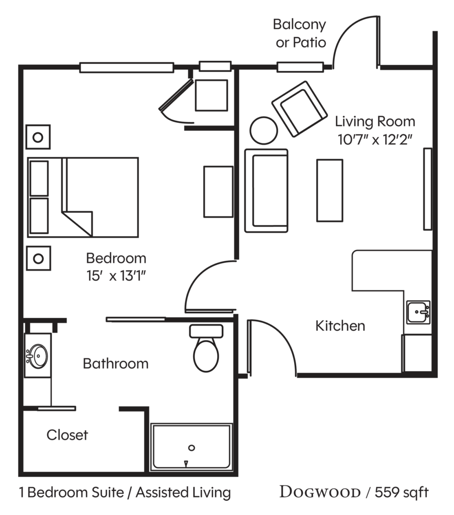 WaterstoneGrayson One Bedroom AL 559sqft Dogwood